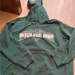 H&M Dark Green 'Never Stay Down' Graphic Hoodie